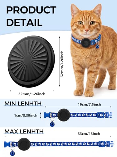 GPS Cat Collar, GPS Dog Collar, Compatible with iOS and Android, No Subscription, IP67 Waterproof, Global Tracking, 7 Day Route Playback, Replaceable Battery, Suitable for Dogs/Cats