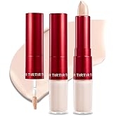 TIRTIR Glide&Hide Blurring Concealer - Creamy texture, Conceals dark circles and wrinkles, Dual formula (liquid tip & balm stick), Long-lasting wear, Korean Makeup, #1N, 0.28 Oz
