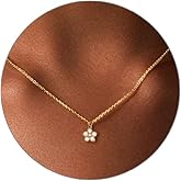 Luxval Diamond Pendant Gold Necklace for Women，Dainty 18k Gold Plated Choker Necklaces Simple Gold Jewelry Gifts for Women Girls