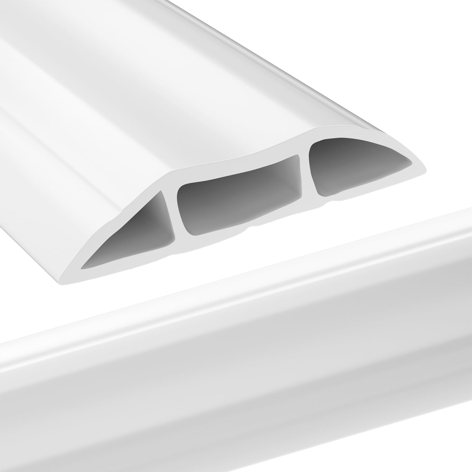 Floor Cord Covers, Floor Cable Protector 2m 3 Channels Contains Cords, Cables and Wires, Perfect for Office, Home, Workshop, Warehouse, Concert, or Other Outdoor Surroundings (White)