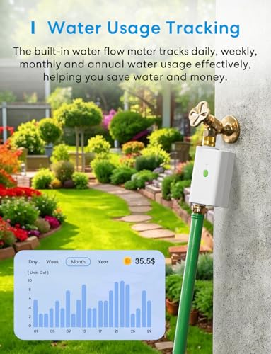 meross WiFi Water Hose Timer with WiFi Hub, Smart Sprinkler Valve with Brass Inlet & Outet, Work with Apple Homekit, Alexa & Google Assistant, Watering Timer for Lawn, Garden, Yard and Pool