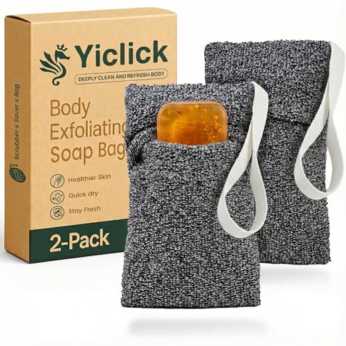 Yiclick Soap Savers for Bar Soap, Soap Bags for Soap Bars, Exfoliating Mesh Loofah Pouch, Bar Soap Holder for Shower Bath, Soap Mesh Net Sock, Body Scrubber, Soap Loofah Sponge for Bathing & Scrubbing