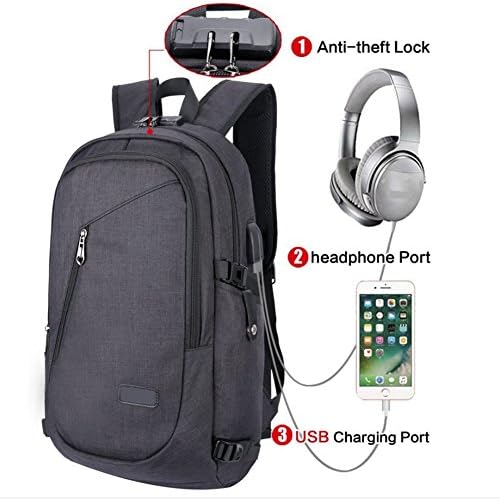 Laptop Backpack, Meisohua College Backpacks with USB Charging Port Fits Under 17-Inch Laptop and Notebook (4-Black)