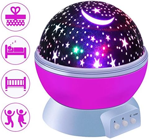 Baby Night Light, LED Star Projector Lamp 360 Degree Rotation Constellation Bedside Table Lamp with USB Cable for Baby Nursery, Night Lights for Kids (Pink)