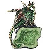 ICE Armor 5.5" H Green Dragon on Green Faux Crystal Stone Statue Fantasy Decoration Figurine