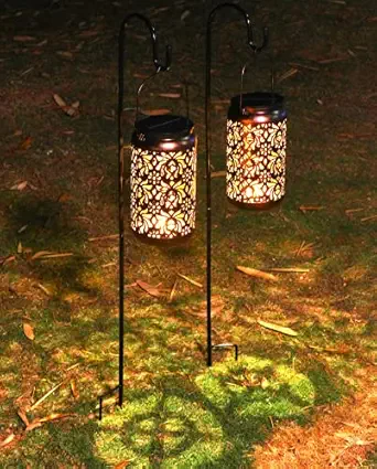 XEWEA Solar Lanterns Outdoor Hanging Lights with Shepherd Hook,Dual Use Retro Landscape Lights for Garden Patio Pathway Table Tree Decoration - 94cm 2Pack