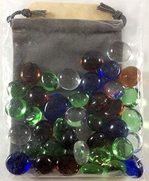 Chessex Gaming Stones Counter: Glass Stones: Mana Pack - Different Color Translucent Stones W/Bag (4