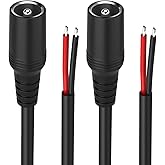 2Pack 16AWG DC Power Pigtails Cable,2.1mm x 5.5mm DC Female Plug to Bare Wire Open End,DC Barrel Plug Connector Supply Adapter Repair Cord for CCTV Security Surveillance Camera,LED Strip Light etc,3FT