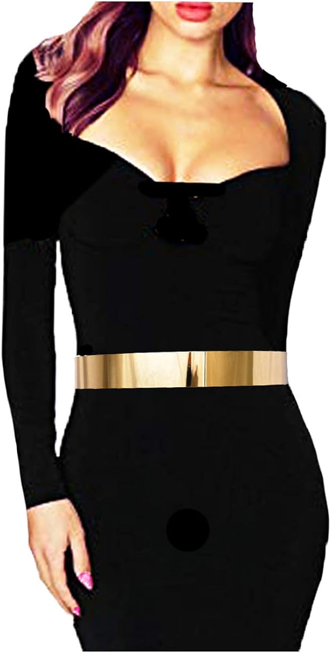 Metal Polished Plain Mirror Waist Chain Belt in Gold, Silver, Rose Gold Tone (Plain Gold): Clothing