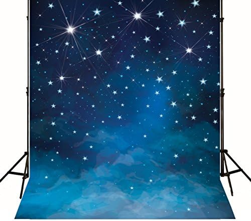 JOFE Photography Backdrops 5x6.5ft (1.5x2m) Reable Dark Blue Sky Stars Cotton Cloth Customized Photo Backgrounds for Photography Studio J01780
