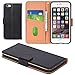 Aicoco Leather Case for Apple iPhone 6 and iPhone 6S Flip Wallet Phone Case - Black
