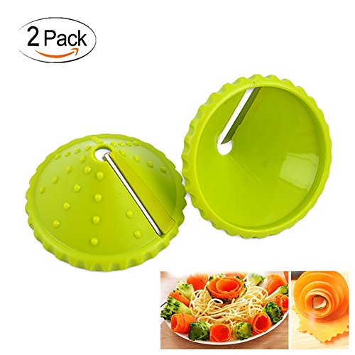 Easy Carrot Cucumber Spiral Curler Sharpener Crinkle Cutter Stainless Steel Carrot Flower Salad Decorating Maker Peeler for Fruits and Vegetable, Mini Funnel Spiral Slicer With Non-slip Salient Point