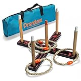 Prextex Professional Style Wooden Ring Toss Game with Carry-along Case