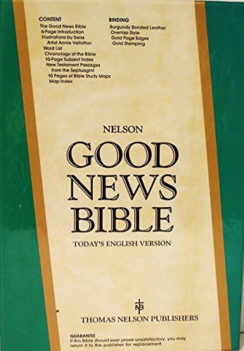Holy Bible: Good News Gift and Award/Black Letters/Burgundy Bonded Leather/365Bg Hardcover – March 1, 1982
