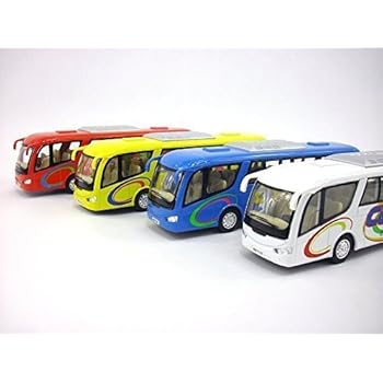Coach Bus Diecast Metal Scale Model Set Of 4 Buses Red Blue White And Yellow