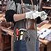 Flipzon Work Apron for Men Women Heavy Duty Canvas Mens Apron Shop Apron for Woodworking Barber Blacksmith Carpenter Barista with Leather Pockets,Cross-Back Straps Design,Adjustable S to XXXL (Grey)