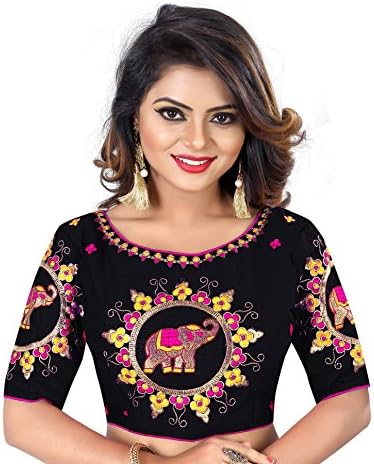Veerat Fashion Indian Pakistani Designer Banglori Silk Black Readymade Blouse For Sarees