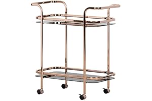 South Shore Maliza Bar Cart-Rose Gold and Smoked Glass