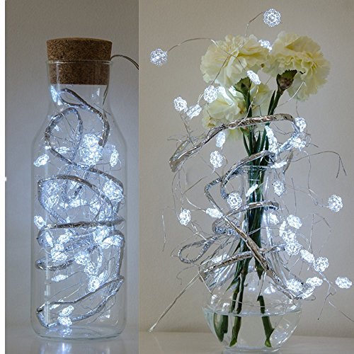 TOFU Decorative String Lights, 5 ft 40 LED Battery Operated Copper Lights Jar for Wedding, Home, Birthday, Indoor, Outdoor, Bedroom, Dorm, Party, Christmas Tree Decoration (Snowflakes White)