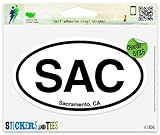 SAC Sacramento California Oval Vinyl Car Bumper Window Sticker 3" x 2"