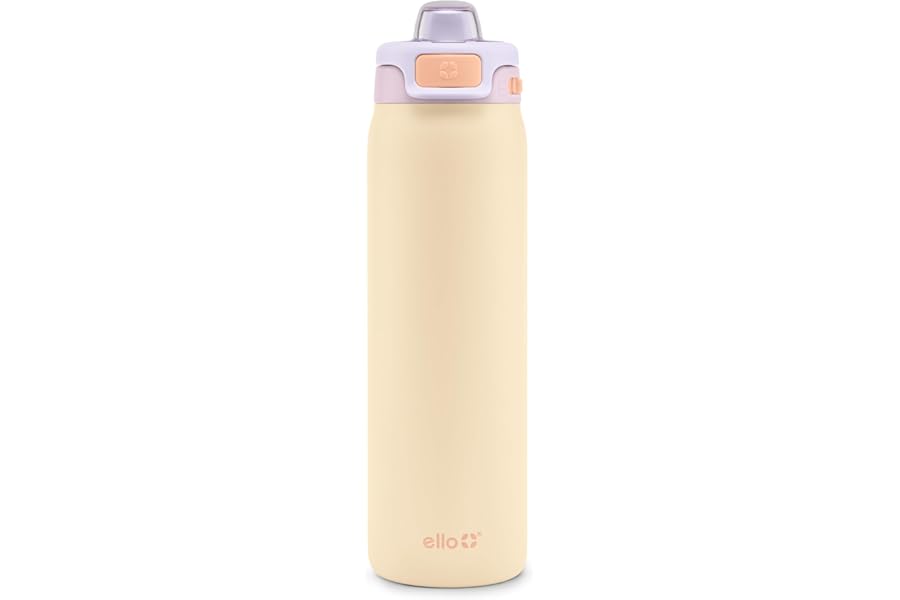 Ello Pop & Fill Stainless Steel Water Bottle with Quick Fill Technology, Double Walled Vacuum Insulated Metal, Leak Proof Loc Book