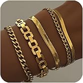 Gold Bangle for Women,14K Gold Dainty Bracelet Set Thin Stackable Trendy Cuban Link Paperclip Chain Bracelet Pack Fashion Summer Jewelry Gifts