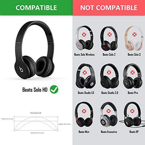 Geekria Headband for Beats by Dr. Dre Solo, Solo HD, Solo 2.0 On-Ear Headphones Replacement Headband / Rubber Cushion Pad Repair Parts (Light Blue)