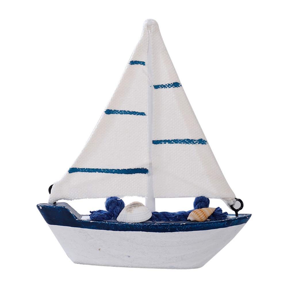 VOSAREA Wooden Sailboat Ornament Sailboat Model Beach Nautical Decoration