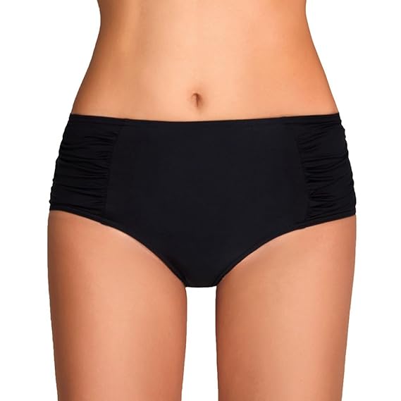 Vivisence 3002 Bikinislips Dame Bademode Musterlos Gerafft Hoher Bund Setteil EU