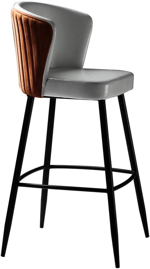 HLLZRY Bar Stools,Kitchen Counter Bar Breakfast Bar Chairs,Modern Minimalist Loft Style High Stools,with Backrest & Footrest,for Kitchen Island,Counter,Brown,75cm