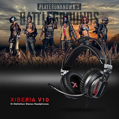XIBERIA USB-V10D PS4 Headset-Stereo Gaming Headset,Noise Isolation Wired Over Ear Stereo Gamer Headphones with Microphone and Volume Contro for PC/PS4/Skype/Webinar(Grey)