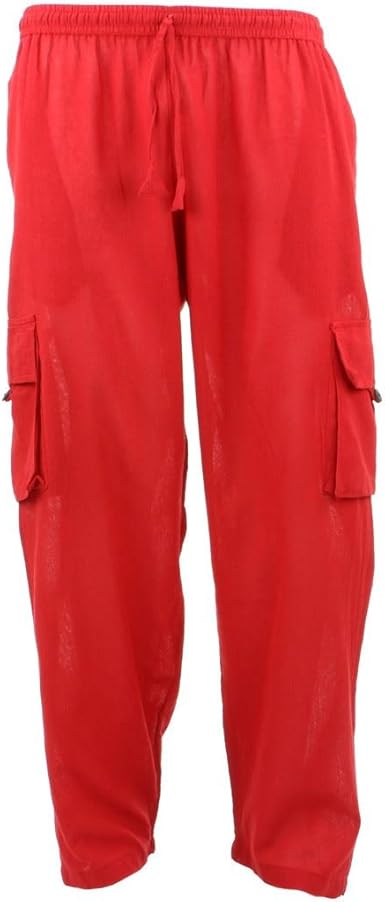 red cargo trousers