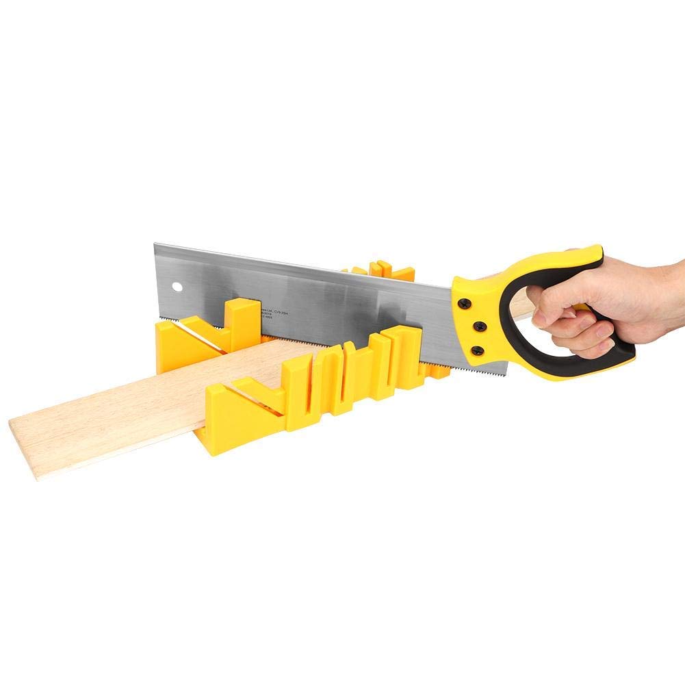 Mitre Box With Back Saw, Hardened ABS Wood Cutter Holder, 12 Inch Multiple Angles Clamp With 14 Inch Saw, 90°45°and 22.5°