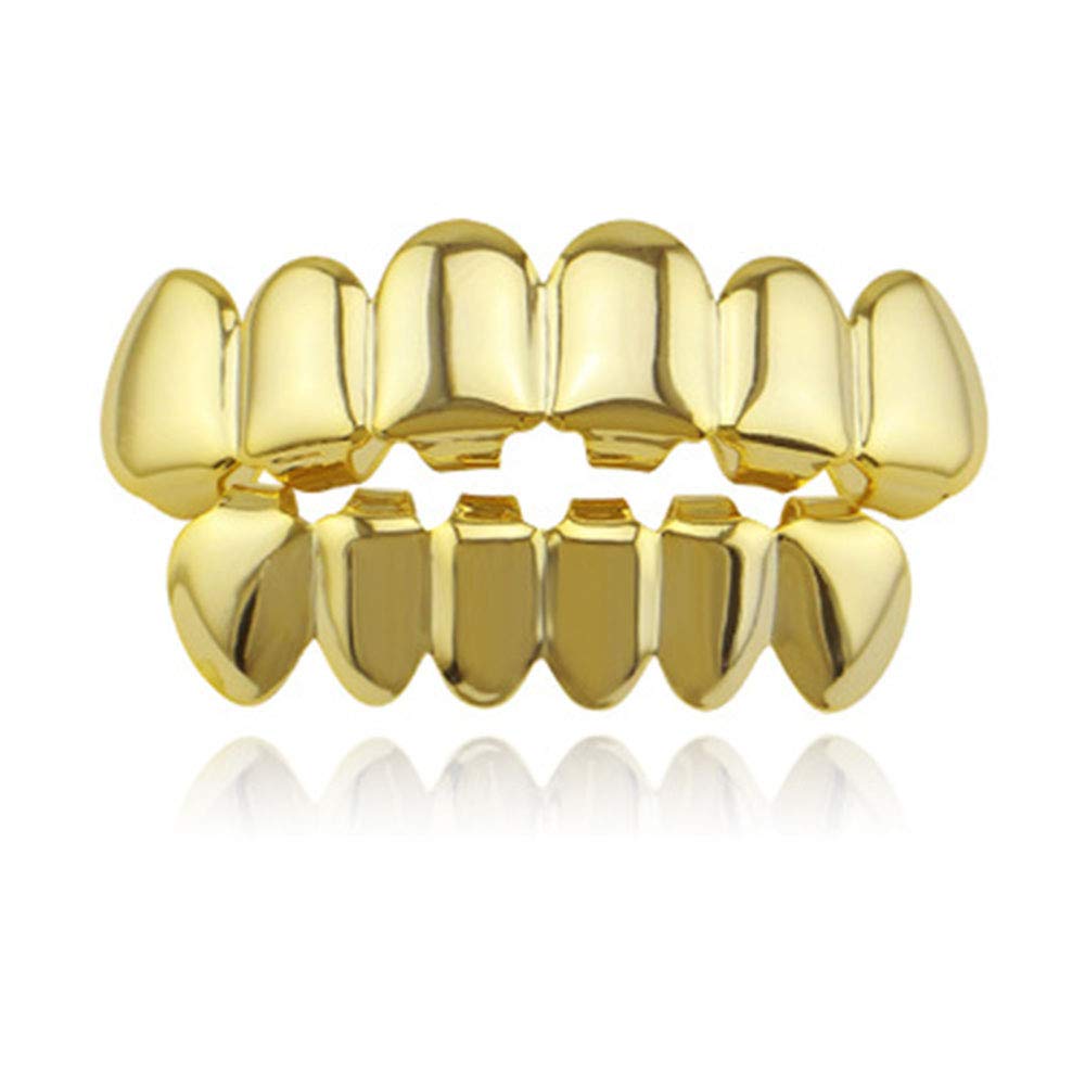 Hip Hop Style Tooth,Gold Plated High Polish Teeth,for Men Women Bottom Teeth Body Jewelry Halloween Cosplay Party Gift (Golden)