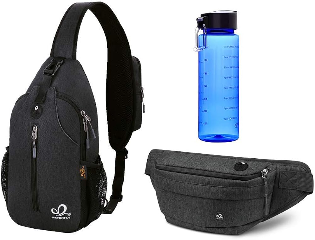 Waterfly Crossbody Sling Backpack Sling Bag & 24oz Water