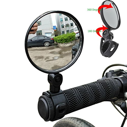 KingWo 2Pcs/Set Bike Mirrors,Adjustable Rotatable Handlebar Glass Mirror for Mountain Road Bike Cycling Bicycle