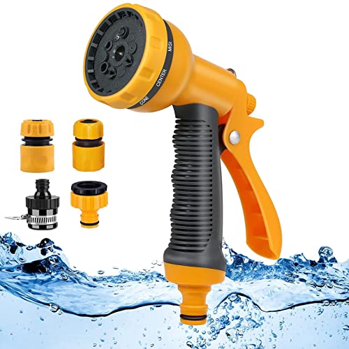 Garden Hose Pipe Spray Gun Set,10 Adjustable Patterns Hose Nozzle, High-Pressure Anti-Slip Water Hose Spray Gun for Plants & Lawns Watering, Car & Bike Washing and Pets Bathing (200)