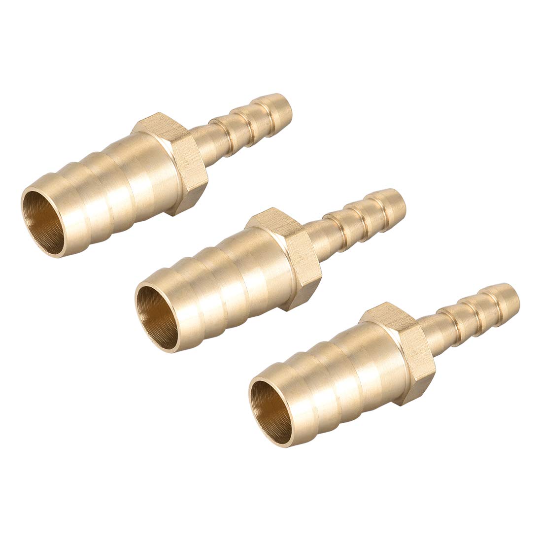 sourcing map Straight Brass Barb Fitting Reducer, Fit Hose ID 12mm to 6mm 3pcs