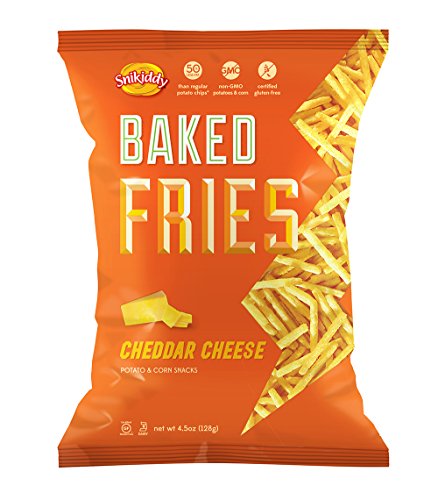 Snikiddy All Natural Baked Fries, Cheddar Cheese, 4.5-Ounce Bags (Pack of 12)