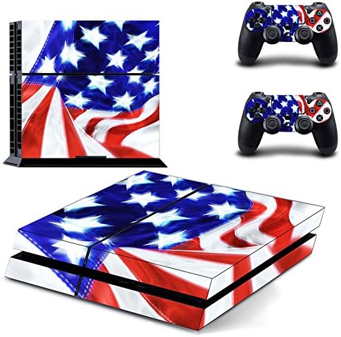 PowerRider American Flag Designer Skin for Sony PlayStation 4 Console and 2pcs Decals for PS4 Dualshock Controller