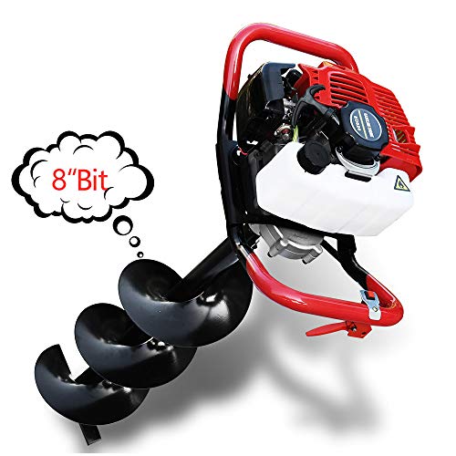 ECO-WORTHY Gas Powered 52CC Post Hole Digger Earth Auger with 8 inch Earth Auger Drill Bit for Fence Planting Trees