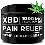Pain Relief Hemp Extract Cream 1000 mg - Arthritis, Carpal Tunnel, Knee, Neck and Back Pain Relief - XBD Topical Lotion Made in USA - Vegan and no Cruelty