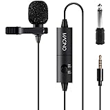 Lavalier Microphone, MAONO AU-100 Hands Free Clip-on Lapel Mic with Omnidirectional Condenser for Podcasting, Recording, DSLR