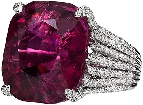 Clearance Sale! Rings for Women, Jiayit Rings Dazzling Women Fashion Natural Ruby Diamond Engagement Antique Ring Christmas Gifts for Women and Girls (6, Silver)