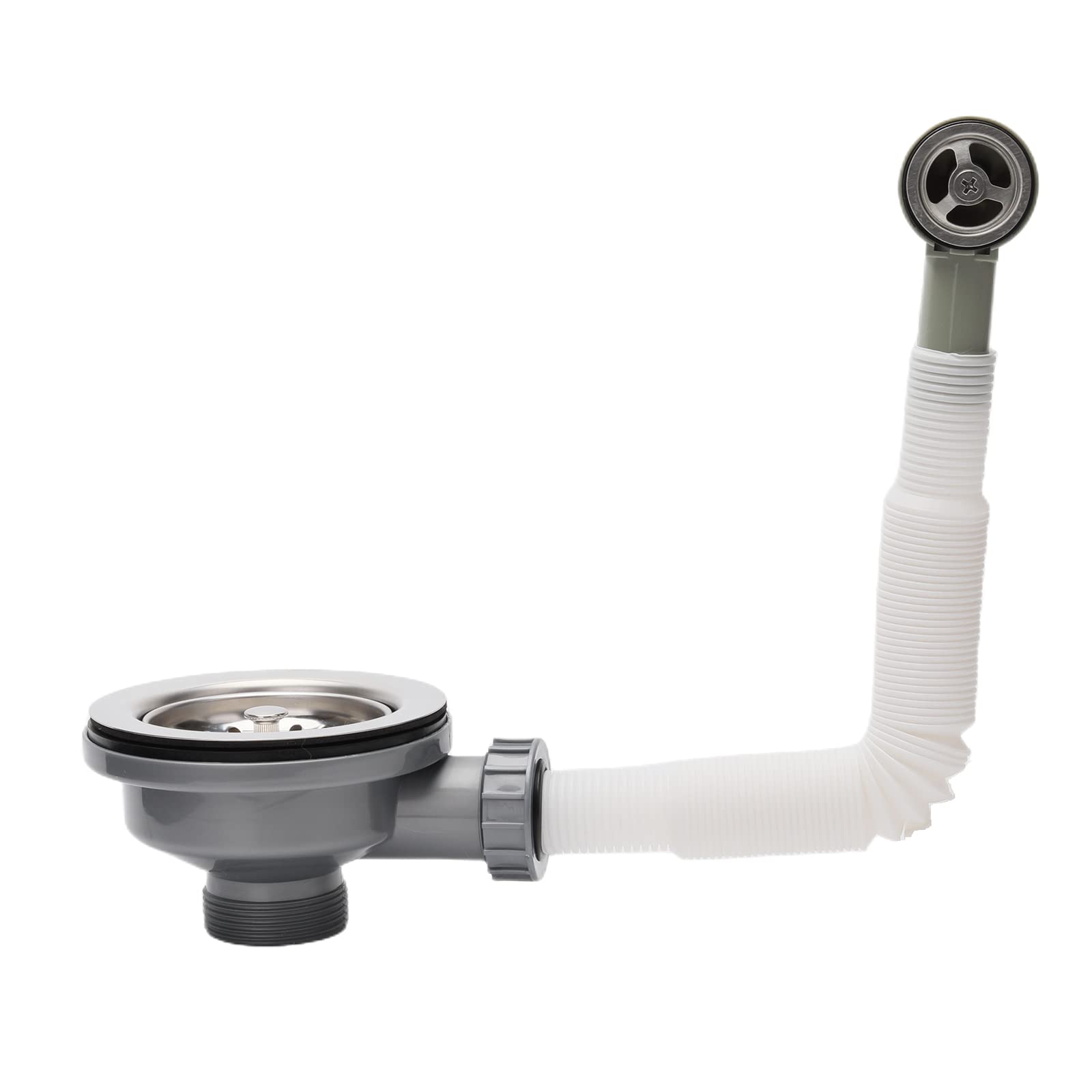 Kitchen Sink Waste Kit, ZINGKING Stainless Steel Sink Overflow Kit, 114mm Kitchensink Strainer,with Overflow Pipes & Round Drain Cover