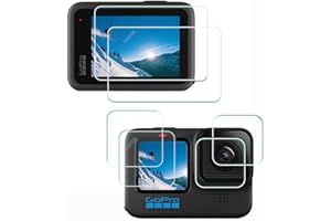 ULBTER Screen Protector for GoPro Hero 12 11 10 Hero12 Hero11 Hero10 Black + lens protector+Lens cap Cover [6+2 Pack], Tempered Glass 9H Hardness for GoPro Hero10,Anti-Scrach Anti-Bubble