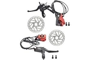 Hydraulic Brake Set for Electric Bikes, CNC Aluminum Dual-Piston Brakes with 160mm Front / 180mm Rear Discs, DOT4 Oil, 2-Pin 