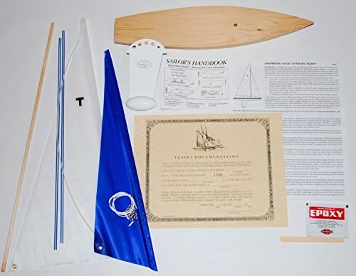 T15 Racing Sloop Kit (White/blue) - Floating Model Sailboat, Toy Sailboats that Sail, Toy Sailboats that Float, Toy Sailboat Wood, Toy Sailboat Wooden - It Really Sails!