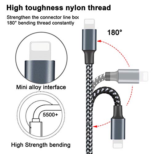 Cell Phone Charger 5Pack 3FT 3FT 3FT 3FT 3FT Nylon Braided USB Charging & Syncing Cable