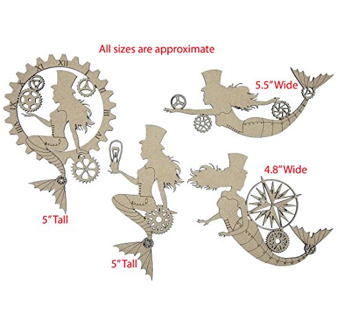 1 Steampunk+Mermaid+Chipboard+Scrapbook+Embellishments